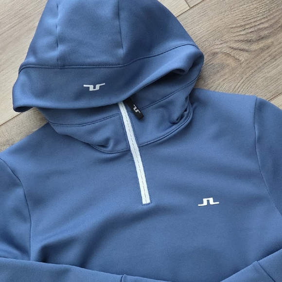 J. Lindenberg Blue Hooded Pullover with Zipper Accents - Picture 2 of 8